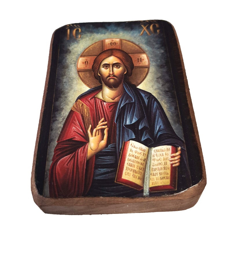 Iconsgr Wooden Greek Christian Orthodox Wood Icon of Jesus Christ / A02 - Image 2